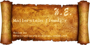 Wallerstein Elemér névjegykártya